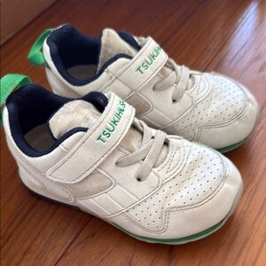 Tsukihoshi White and Green Sneakers with Velcro Strap